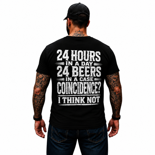 24 Hours In A Day 24 Beers In A Case Shirt Funny Beer Graphic Tee Gift For Men