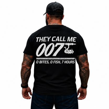 Funny 007 Fishing Shirt 0 Bites 0 Fish 7 Hours Distressed Fisherman Graphic Tee