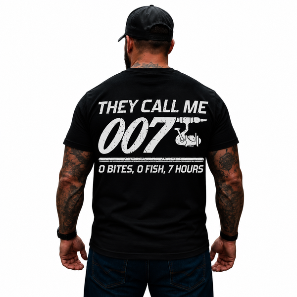 Funny 007 Fishing Shirt 0 Bites 0 Fish 7 Hours Distressed Fisherman Graphic Tee