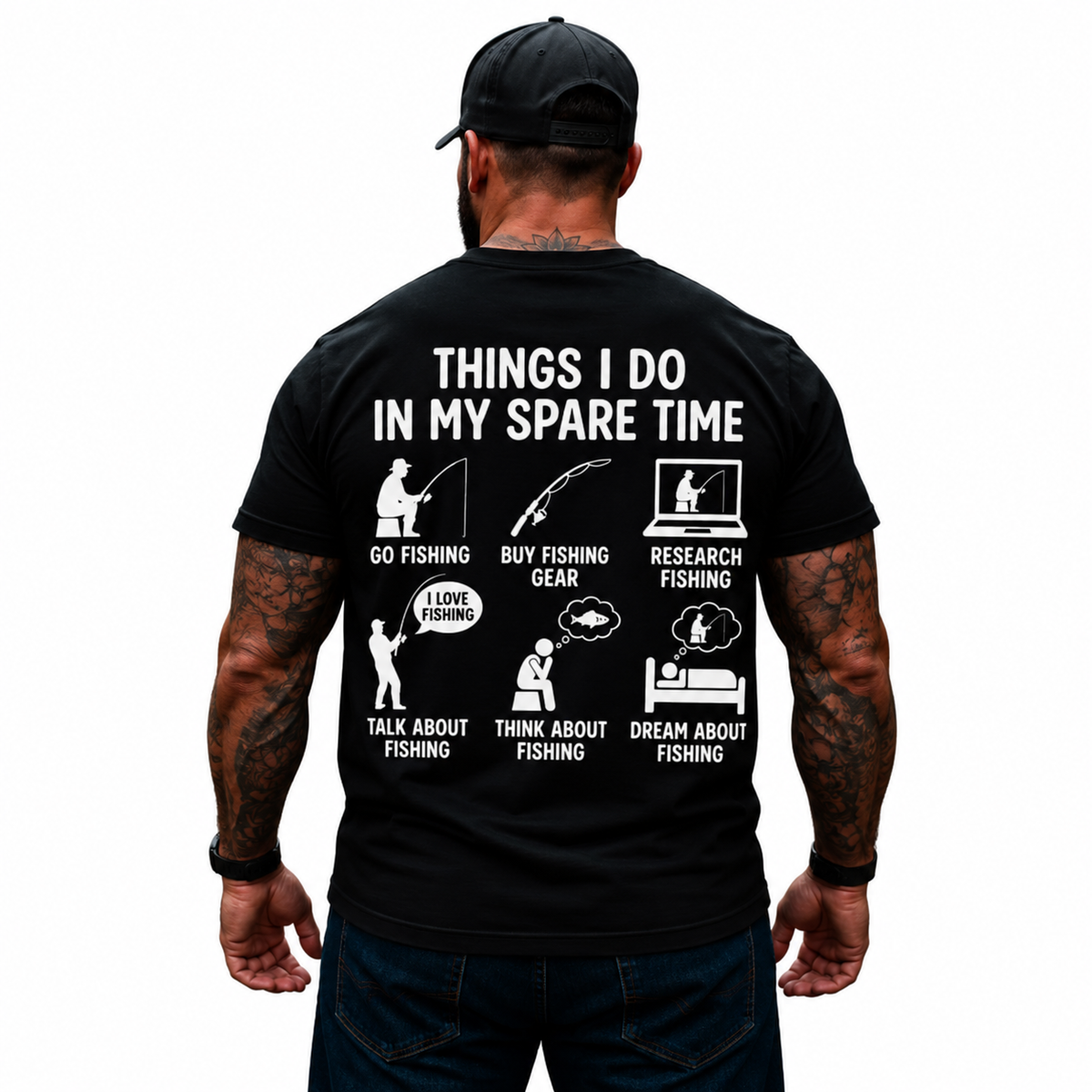 Things I Do in My Spare Time Fishing T-Shirt – Funny Fisherman Hobby Graphic Tee