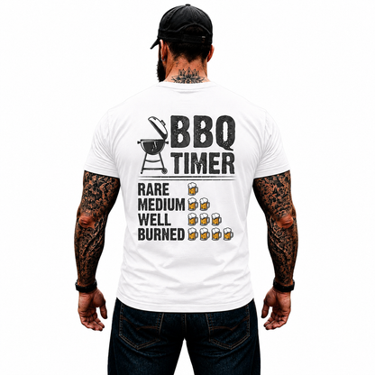 BBQ Timer Shirt Funny Grilling Beer Lover Graphic Tee Pitmaster Gift For Men