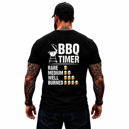 BBQ Timer Shirt Funny Grilling Beer Lover Graphic Tee Pitmaster Gift For Men