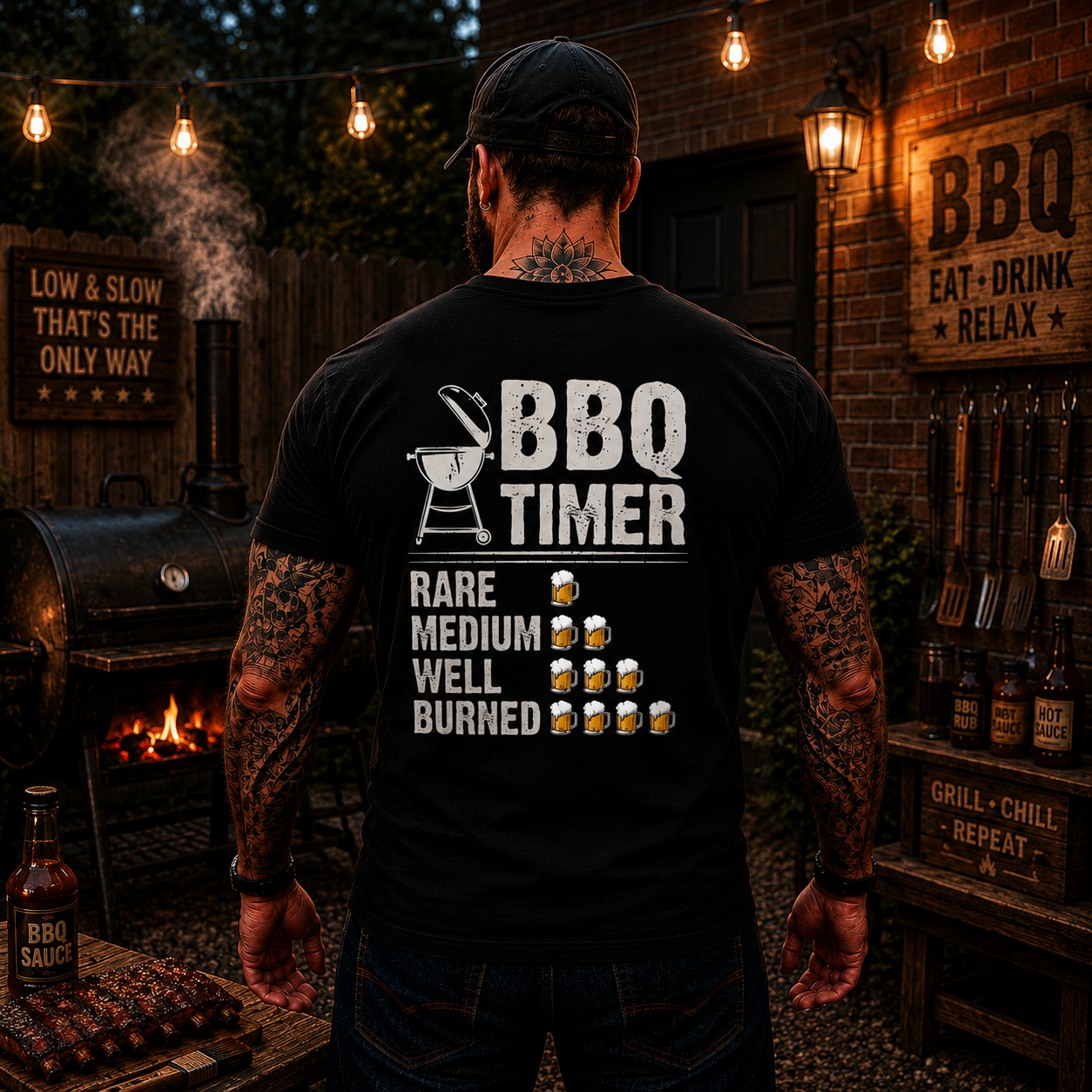BBQ Timer Shirt Funny Grilling Beer Lover Graphic Tee Pitmaster Gift For Men