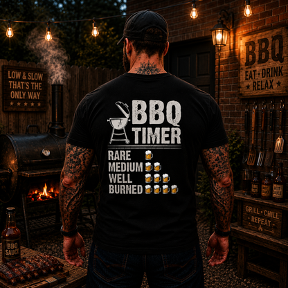 BBQ Timer Shirt Funny Grilling Beer Lover Graphic Tee Pitmaster Gift For Men