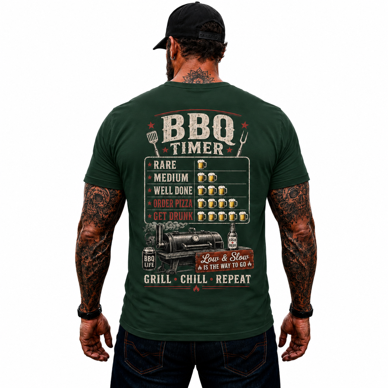 BBQ Timer Shirt Funny Grilling Graphic Tee Pitmaster Smoker Gift For Men
