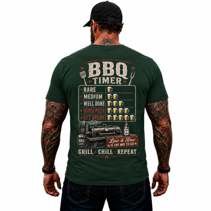 BBQ Timer Shirt Funny Grilling Graphic Tee Pitmaster Smoker Gift For Men