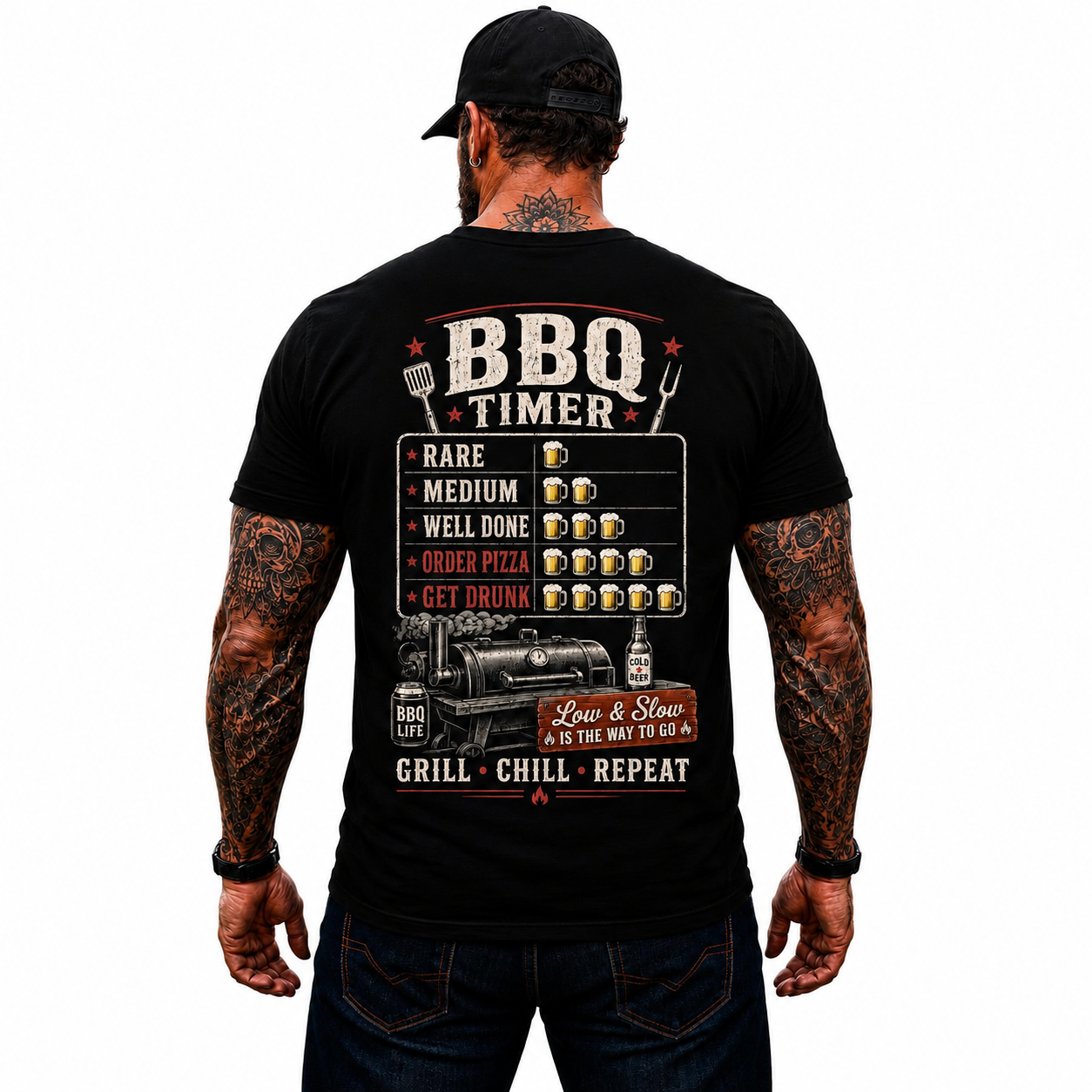 BBQ Timer Shirt Funny Grilling Graphic Tee Pitmaster Smoker Gift For Men