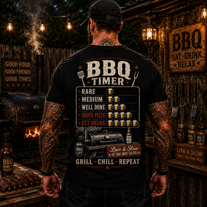 BBQ Timer Shirt Funny Grilling Graphic Tee Pitmaster Smoker Gift For Men