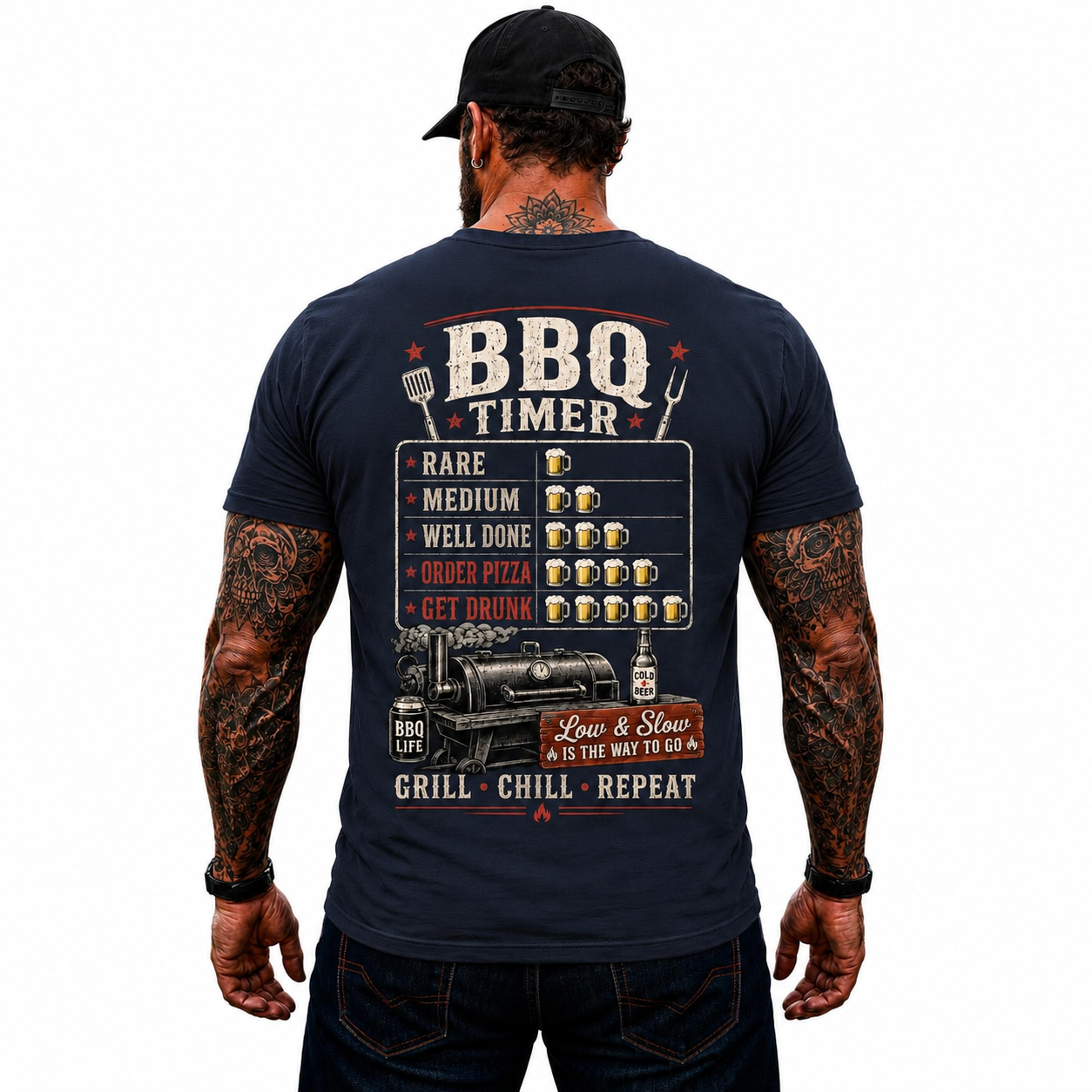 BBQ Timer Shirt Funny Grilling Graphic Tee Pitmaster Smoker Gift For Men