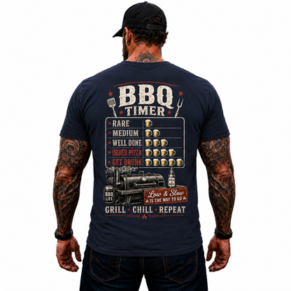 BBQ Timer Shirt Funny Grilling Graphic Tee Pitmaster Smoker Gift For Men
