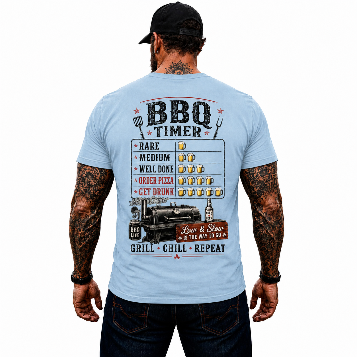 BBQ Timer Shirt Funny Grilling Graphic Tee Pitmaster Smoker Gift For Men