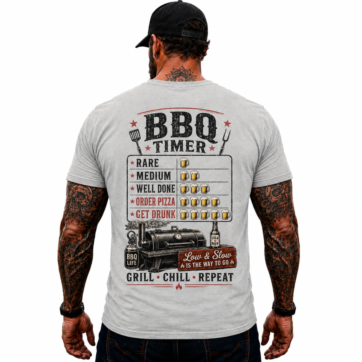 BBQ Timer Shirt Funny Grilling Graphic Tee Pitmaster Smoker Gift For Men