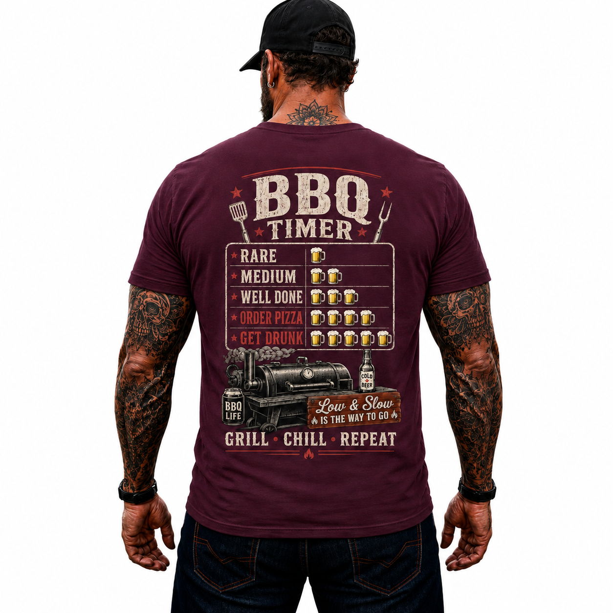 BBQ Timer Shirt Funny Grilling Graphic Tee Pitmaster Smoker Gift For Men