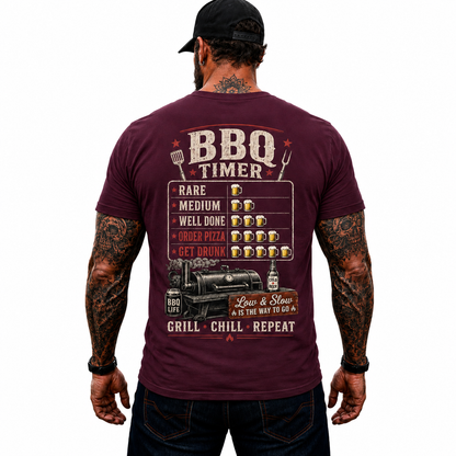 BBQ Timer Shirt Funny Grilling Graphic Tee Pitmaster Smoker Gift For Men