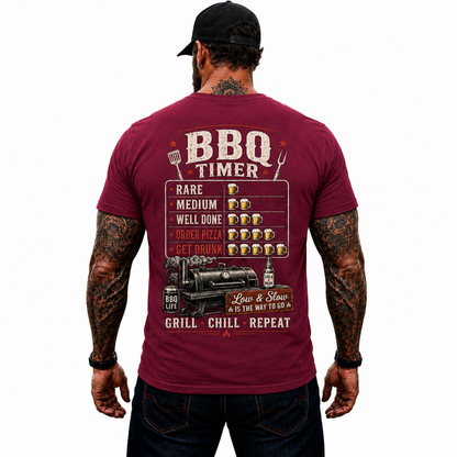 BBQ Timer Shirt Funny Grilling Graphic Tee Pitmaster Smoker Gift For Men