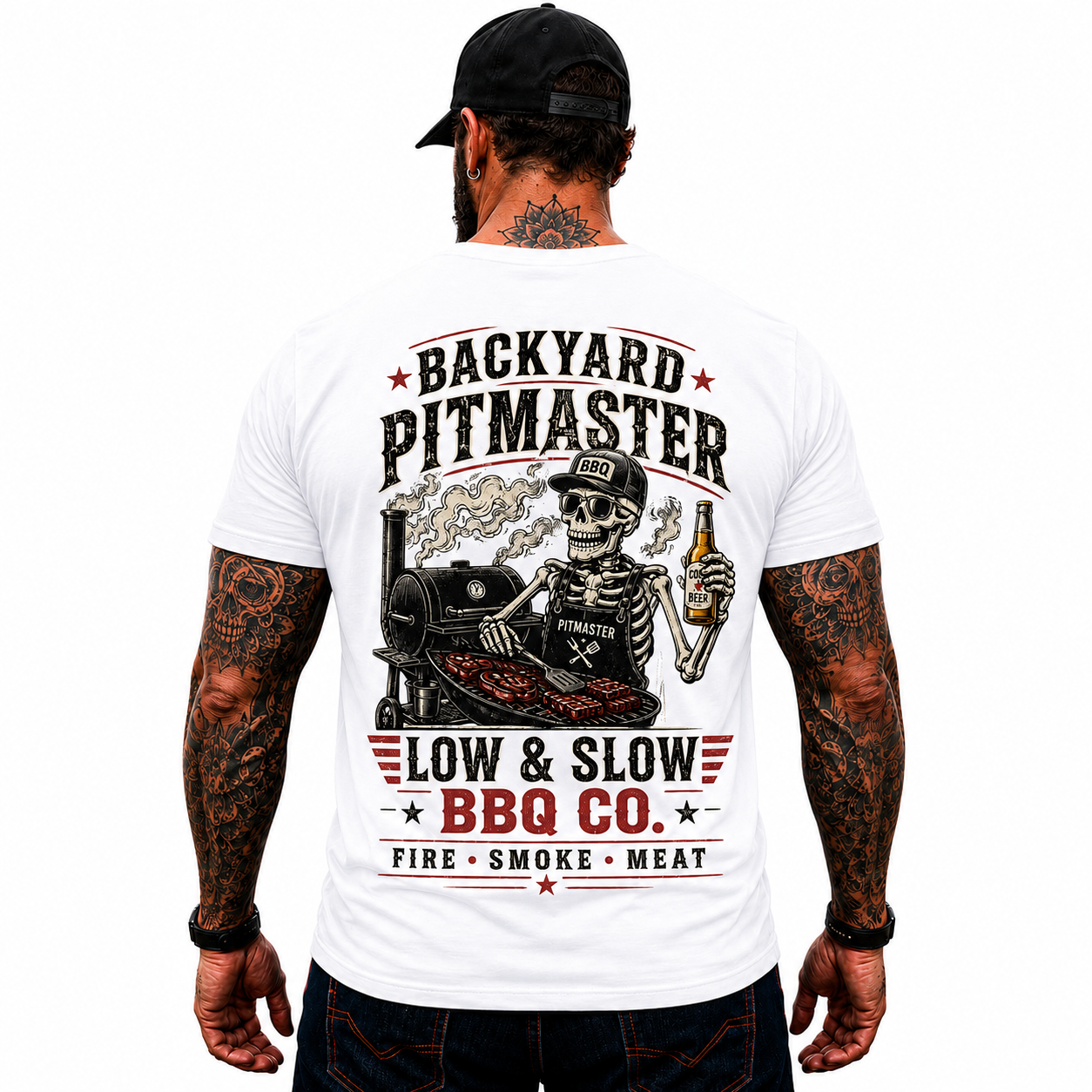 Backyard Pitmaster Shirt Funny BBQ Skeleton Graphic Tee Smoker Grill Master Gift For Men
