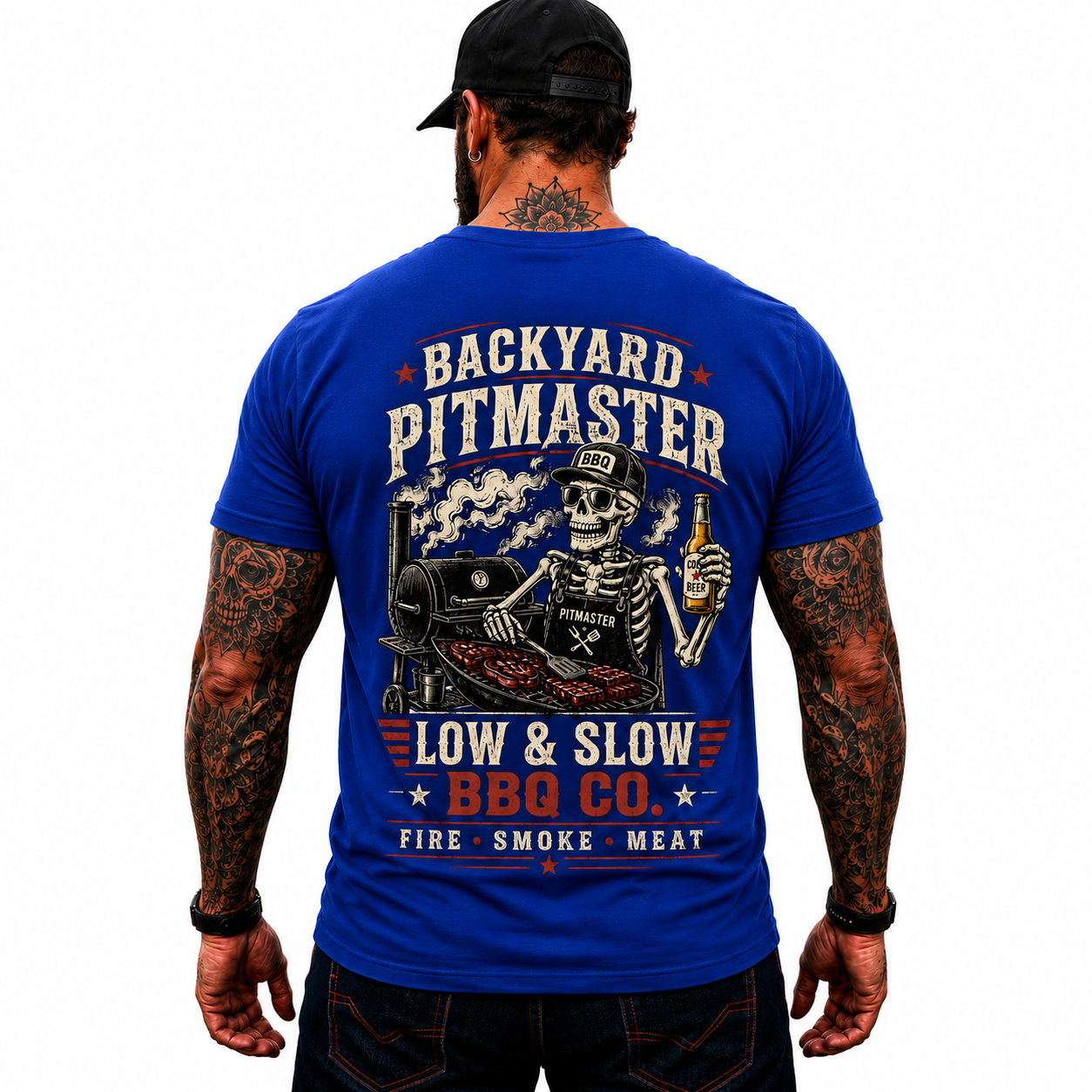 Backyard Pitmaster Shirt Funny BBQ Skeleton Graphic Tee Smoker Grill Master Gift For Men