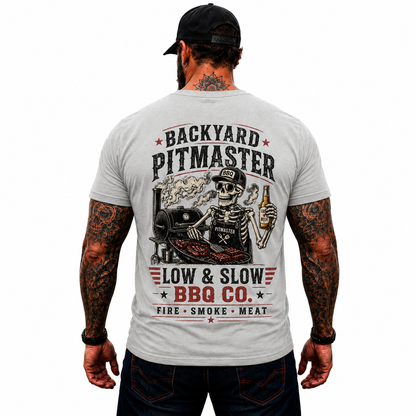Backyard Pitmaster Shirt Funny BBQ Skeleton Graphic Tee Smoker Grill Master Gift For Men