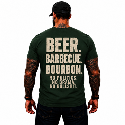 Beer Barbecue Bourbon Shirt Funny BBQ Graphic Tee Pitmaster Grill Master Gift For Men