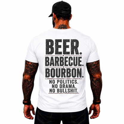 Beer Barbecue Bourbon Shirt Funny BBQ Graphic Tee Pitmaster Grill Master Gift For Men