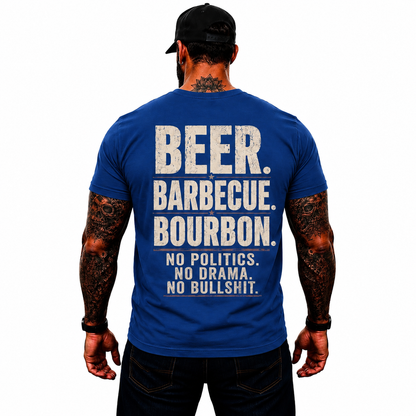 Beer Barbecue Bourbon Shirt Funny BBQ Graphic Tee Pitmaster Grill Master Gift For Men