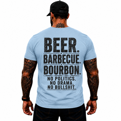 Beer Barbecue Bourbon Shirt Funny BBQ Graphic Tee Pitmaster Grill Master Gift For Men
