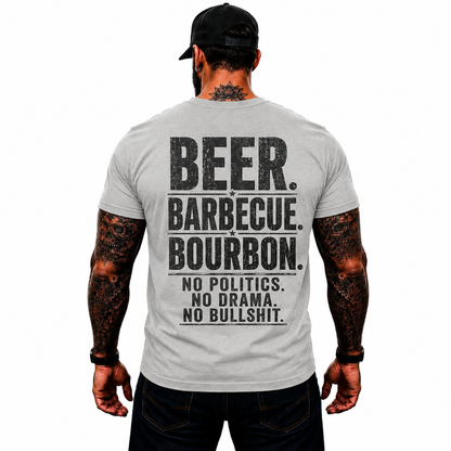 Beer Barbecue Bourbon Shirt Funny BBQ Graphic Tee Pitmaster Grill Master Gift For Men