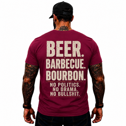 Beer Barbecue Bourbon Shirt Funny BBQ Graphic Tee Pitmaster Grill Master Gift For Men