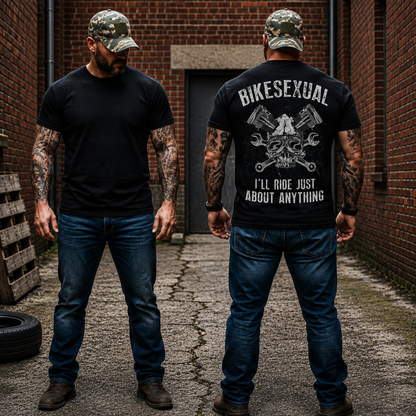 Bikesexual Shirt Funny Motorcycle Graphic Tee Biker Rider Gift For Men