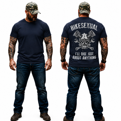 Bikesexual Shirt Funny Motorcycle Graphic Tee Biker Rider Gift For Men