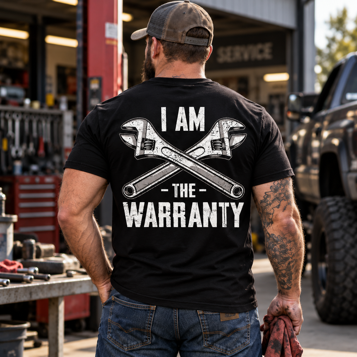 I Am the Warranty T-Shirt – Funny Mechanic Wrench Auto Repair Graphic Tee