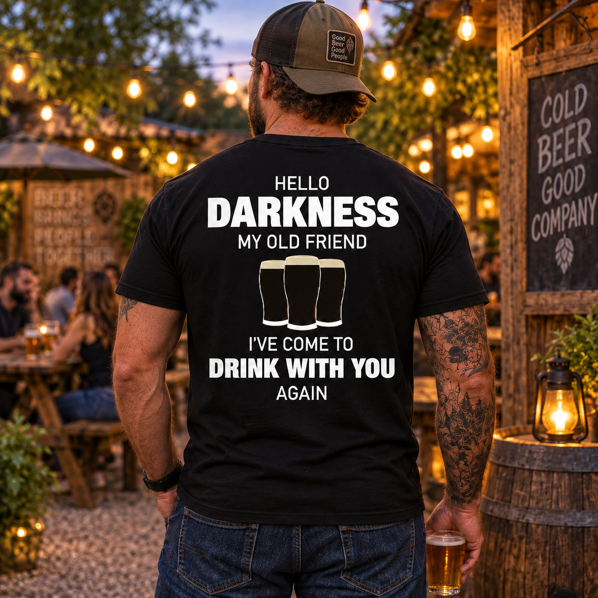 Hello Darkness My Old Friend I’ve Come To Drink With You Again Shirt Funny Beer Drinking Graphic Tee
