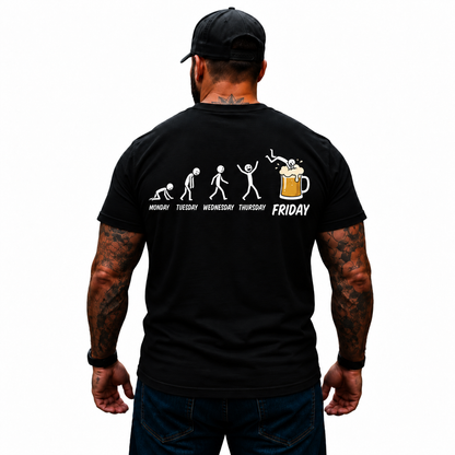 Monday Tuesday Wednesday Thursday Friday Shirt Funny Beer Drinking Graphic Tee Weekend Humor Gift for Men