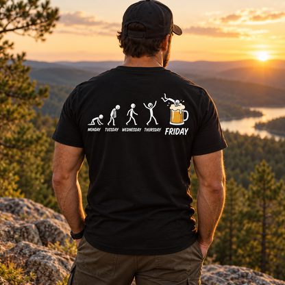 Monday Tuesday Wednesday Thursday Friday Shirt Funny Beer Drinking Graphic Tee Weekend Humor Gift for Men