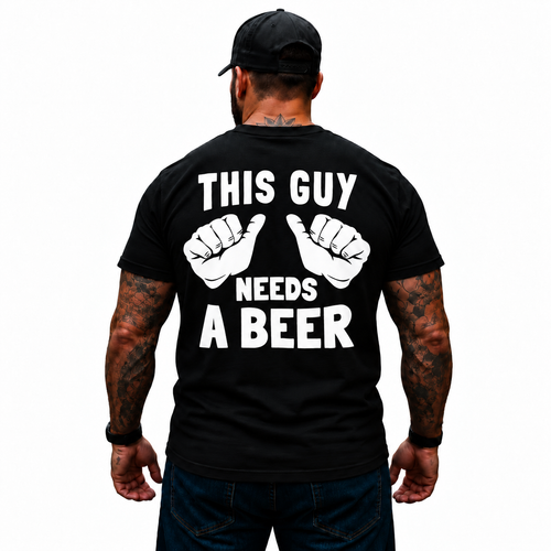 This Guy Needs A Beer Shirt Funny Beer Lover Drinking Humor Graphic Tee Gift for Men