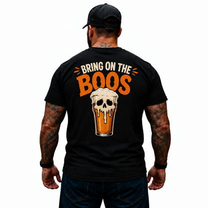 Bring On The Boos Shirt Funny Halloween Beer Skull Graphic Tee Spooky Drinking Gift for Men