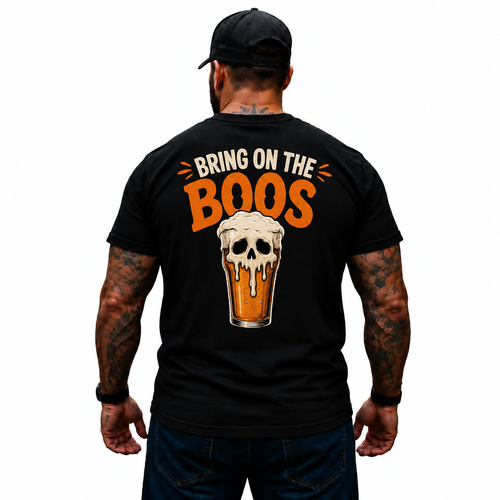 Bring On The Boos Shirt Funny Halloween Beer Skull Graphic Tee Spooky Drinking Gift for Men