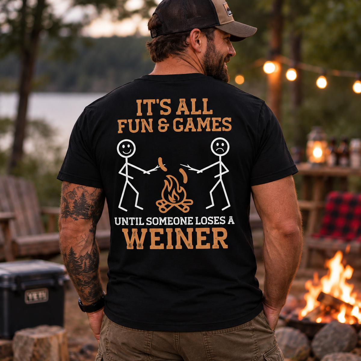 It’s All Fun & Games Until Someone Loses A Weiner Shirt Funny Campfire BBQ Graphic Tee for Men