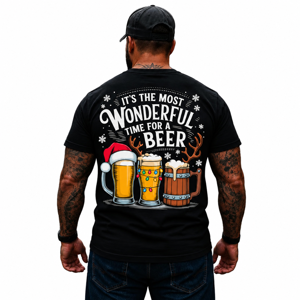It’s The Most Wonderful Time For A Beer Shirt Funny Christmas Beer Graphic Tee for Men