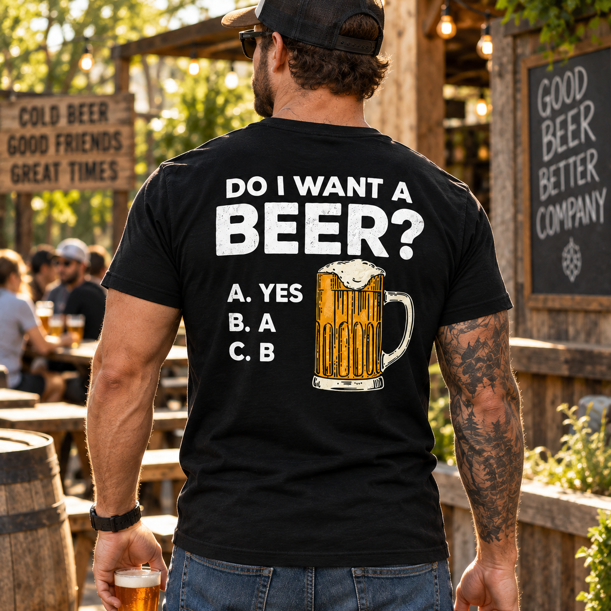 Do I Want A Beer Yes Shirt Funny Beer Lover Drinking Humor Graphic Tee Gift for Men