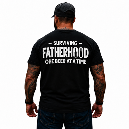 Surviving Fatherhood One Beer At A Time Shirt Funny Dad Beer Graphic Tee for Men Father Gift