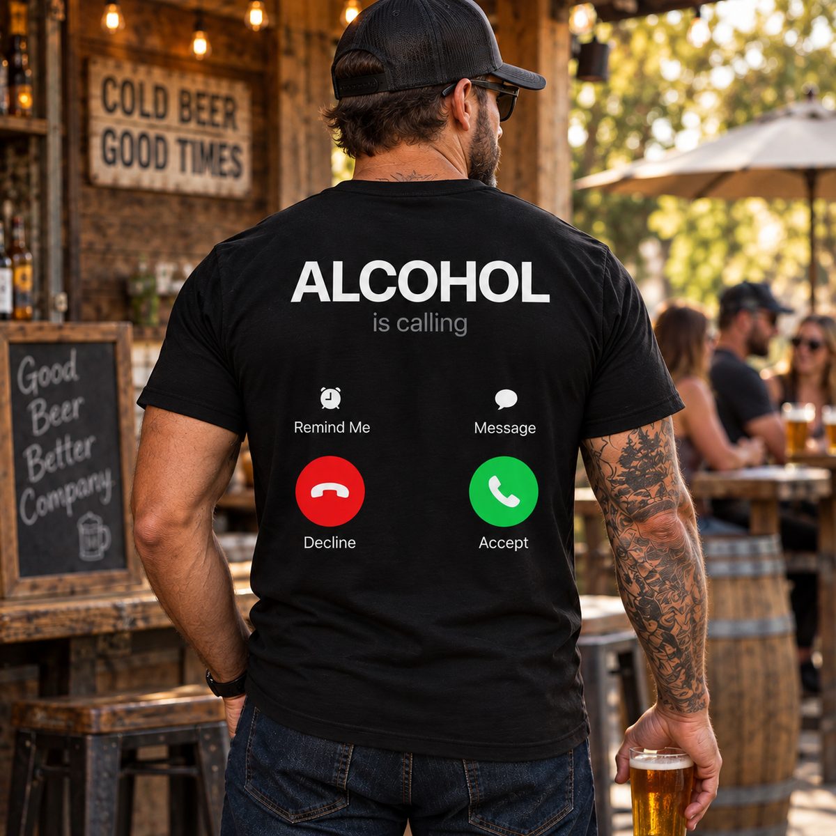 Alcohol Is Calling Shirt Funny Drinking Beer Graphic Tee for Men
