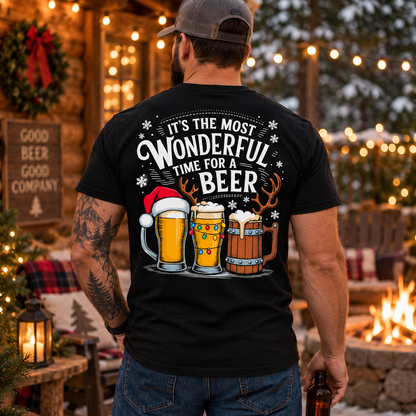 It’s The Most Wonderful Time For A Beer Shirt Funny Christmas Beer Graphic Tee for Men