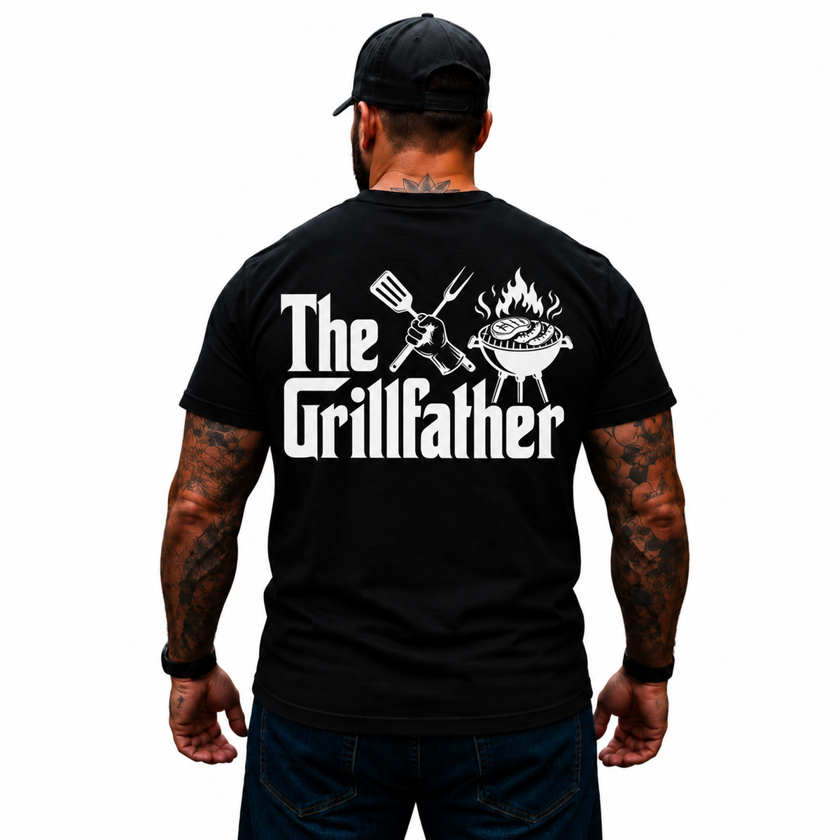 The Grillfather Shirt Funny BBQ Dad Grill Master Pitmaster Barbecue Grilling Graphic Tee Gift for Men