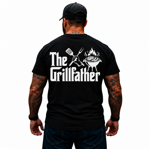 The Grillfather Shirt Funny BBQ Dad Grill Master Pitmaster Barbecue Grilling Graphic Tee Gift for Men
