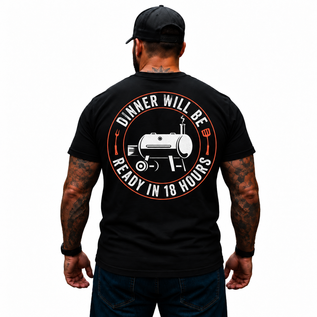 Dinner Will Be Ready In 18 Hours Shirt Funny BBQ Smoker Low and Slow Pitmaster Grilling Graphic Tee for Men