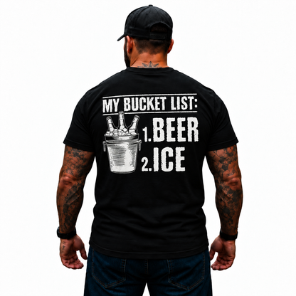 My Bucket List Beer And Ice Shirt Funny Beer Lover Drinking Graphic Tee Alcohol Humor Gift for Men
