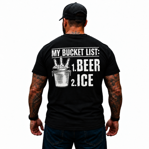 My Bucket List Beer And Ice Shirt Funny Beer Lover Drinking Graphic Tee Alcohol Humor Gift for Men