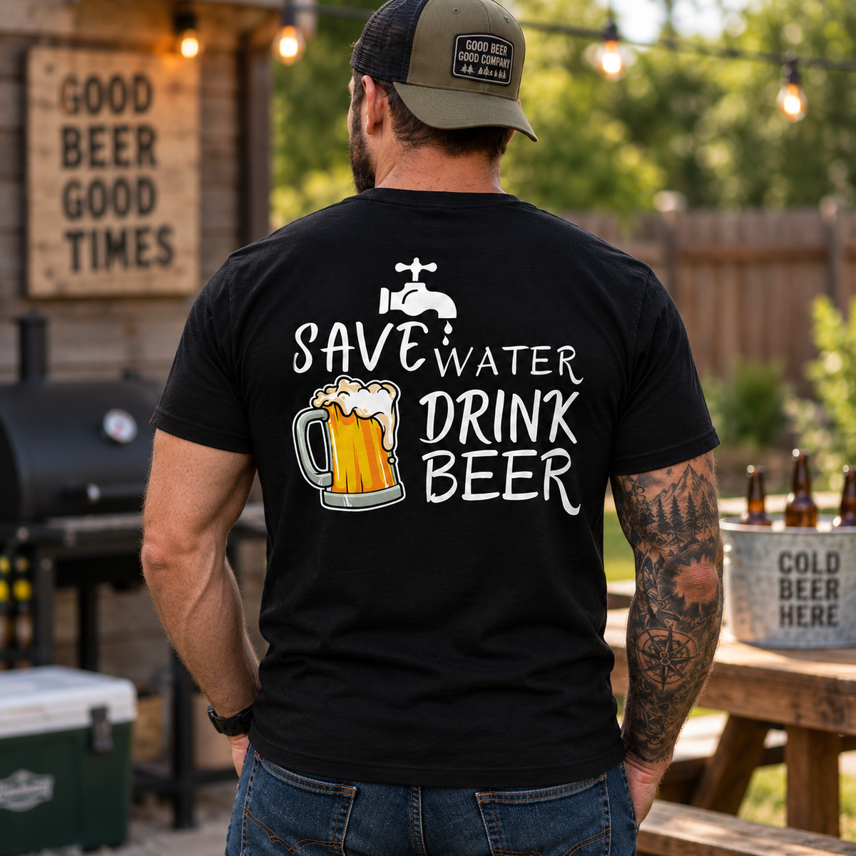 Save Water Drink Beer Shirt Funny Beer Drinking Graphic Tee for Men Beer Lover Gift