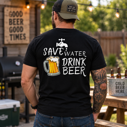 Save Water Drink Beer Shirt Funny Beer Drinking Graphic Tee for Men Beer Lover Gift